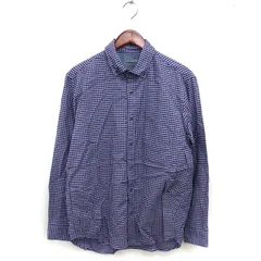 ドゥクラッセ DoCLASSE ボタンダウン チェック シャツ カジュアル コットン 綿 ラウンドヘム 長袖 L ライトブルー /NT12