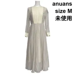 ◇ 未使用 アニュアンス anuans シアードッキングピンタックブザムワンピース マキシ丈 長袖 フレア エクリュ M 9号 レディース S6C459