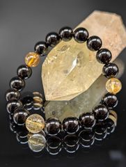 ✿黄金極満針タイチンルチル&ブラックルチルクォーツのブレスレット 