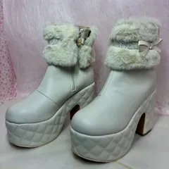 ♡新品未使用♡ 　　Ｍサイズ 【23.0cm-23.5cm】 　ヨースケ YOSUKE  レディース　厚底ショートブーツ  　厚底ファーブーツ 　ボア付き ショートブーツ  10.5cmヒール　ボアは取り外し可　 MY1413-445