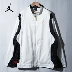 ナイキ NIKE エアジョーダン AIR JORDAN ナイロンジャケット XL 相当 表記 L ホワイト ブラック レッド 刺繍ロゴ オーバーサイズ ビッグシルエット ストリート スポーツミックス Y2K 古着 E562