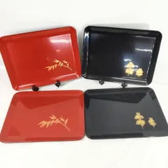 【大丸特撰】うるし工芸　米永　千代寿 御盆　2枚✕2箱　計4枚セット　未使用　保管品 《NO 01236》