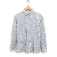 アディダス adidas 国内正規品 ラウンドカラー シャツ 長袖 ストライプ ゴルフウエア S ホワイト 白 /FT10