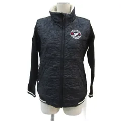 フィラ FILA ゴルフウェア ブルゾンジャケット キルティングジャケット M 黒 ブラック ワッペン スタンドカラー ミドル丈 /YS32 ■GY61