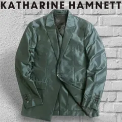 KATHARINE HAMNETT LONDON キャサリン ハムネット シルク混 シャンブレー 1B テーラードジャケット ブレザー 定5万 ダークグリーン▲032▼00731k17のサムネイル