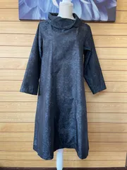 着物リメイク　大島紬　丸襟　ワンピース