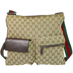 本物 グッチ GUCCI シェリーライン GGキャンバス ショルダーバッグ ポシェット ベージュ 169937 Shelly Line バッグ 中古・