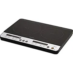 【中古-非常に良い】 アイリスオーヤマ 2口 IH クッキングヒーター 工事不要 1400W 100V ブラック IHK-W12P-Bのサムネイル