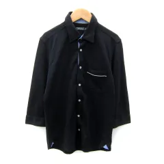 タケオキクチ TAKEO KIKUCHI カジュアルシャツ 七分袖 無地 M 紺 ネイビー /SY3