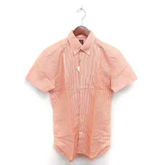 タケオキクチ TAKEO KIKUCHI タグ付き シャツ カジュアル ストライプ ボタンダウン 麻 リネン 半袖 01 S オレンジ /TT