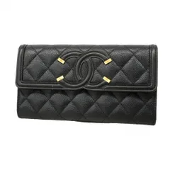 シャネル(Chanel) シャネル 長財布 CCフィリグリー キャビアスキン ブラック レディース