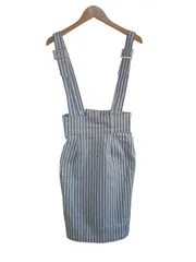 k05250213092　ブランド不明　Mサイズ　青×白　　ワンピース or ドレス　ジャンパースカート　春夏