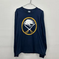 Y132 GILDAN L/S TEE 長袖カットソー ロンT L 紺 フロントプリント ギルダン 古着卸 アメリカ仕入