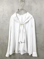 PLST プラステ オフィスカジュアル ボウタイ ジョーゼットメタルパーツ ブラウス シャツ sizeS/白 ■■ レディース