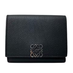 極美品✨ロエベ 三つ折り財布 トライフォールド レザー ブラック 現行