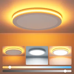 Coizabera LEDシーリングライト 6畳 おしゃれ 天井照明器具 間接光常夜灯付き 32W 3800lm 調光調色 極薄型 電気 蛍光灯 Ceiling Light 6畳 8畳 寝室/リビング/キッチン適用 3年保証のサムネイル