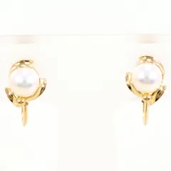 K18YG イヤリング clip-on earrings パール（真珠） 総重量約2.2g