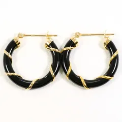 K18YG ピアス オニキス 総重量約2.5g