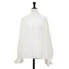 ANAYI アナイ ブラウス ホワイト 白 サイズ:38(M) | 22春夏 シフォンジョーゼットレースエリブラウス | ミドル丈 スタンドカラー ボリュームスリーブ はしごレース | トップス シャツ カットトップス【レディース】【中古】