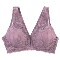 フロントホック 前ホック ブラジャー ブラ ノンワイヤー ナイトブラ 総レース 脇高 谷間 盛れる 育乳 バストアップ 前開き 後ろホックなし 授乳 大きいサイズ エレガント 上品 セクシー M L LL 3L 4L s533のサムネイル