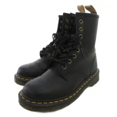 ドクターマーチン DR.MARTENS 8ホール ブーツ ショート レザー 3 黒 ブラック レースアップ シューズ イエローステッチ /FF ■GY18