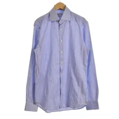 マイケルコース MICHAEL KORS 刺繍ロゴ ストライプ 長袖シャツ 38 15 水色 白 ホワイト MD0MD91043 ■FY ■SH