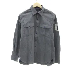 トミーヒルフィガー TOMMY HILFIGER カジュアルシャツ 長袖 ワッペン S グレー /YS17