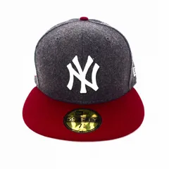 ニューエラ NEW ERA 59FIFTY ニューヨークヤンキース キャップ 帽子 7 3/8 58.7㎝ グレー/レッド