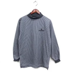 ルコックスポルティフ le coq sportif ゴルフウェア シャツ モックネック リブ ストライプ ロゴ刺繍 ロングテール スリット コットン混 長袖 S グレー /NT26