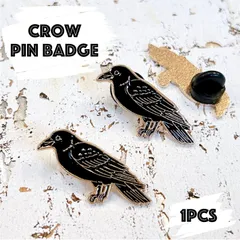 【 カラス ピンバッジ 】 1個 ゴールド ブラック 鴉 鳥 Crow 知恵 イベント 高級感 ピンブローチ 胸飾り 装飾ピン アンティーク アクセサリー ファッション 小物 ワンポイント レディース ギフト プレゼント おしゃれ 雑貨 アクセント かわいい