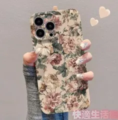 ヴィンテージローズ柄 iPhone 13/14/15/16 Pro/Max/17 対応 ケース