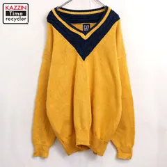 90s vintage GAP Vネック コットン ニットセーター メンズ 表記Lサイズ