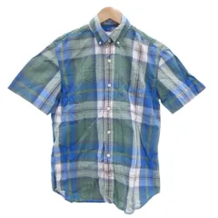 ギャップ GAP 美品 シャツ XS 青 ブルー チェック柄 ボタンダウンカラー 半袖 /NL ■GY60