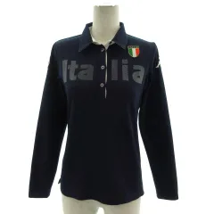 カッパ kappa ポロシャツ 長袖 ワッペン プリント ネイビー 紺 M