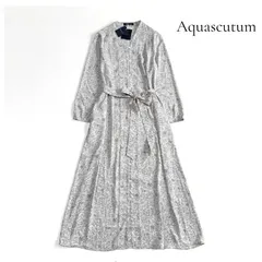 ◆タグ付き◆ Aquascutum アクアスキュータム LIBERTYプリント ワンピース Vネック リバティ 花柄 ロング 10 ベルト付き 上品