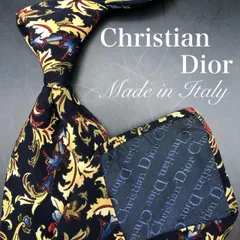 【美品】Christian Dior ネクタイ 総柄 花柄ブラッ黒