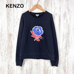 KENZO ケンゾー ローズ 花 ロゴ刺繡 プルオーバー スウェット ブラック レディース 長袖 トップス