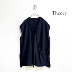 Theory セオリー ボウタイ カシュクール ブラウス Vネック トップス ネイビー Sサイズ きれいめ