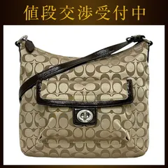 コーチ ショルダーバッグ ベージュ ブラウン シグネチャー F19232 美品