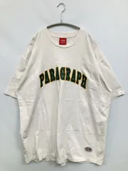 Paragraph パラグラフ Tシャツ/カットソー ホワイト 前面プリント ミドル丈 半袖 クルーネック(丸首)