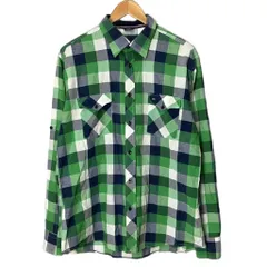 トミーヒルフィガー TOMMY HILFIGER チェック柄 シャツ 長袖 USA製 コットン XXL グリーン ブルー ホワイト
