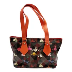【※アウトレット※】【難あり】ヴィヴィアンウエストウッド Vivienne Westwood バッグ ショルダーバッグ トートバッグ 13152 269 SM SHOPPER LOGOMANIA ロゴマニア ORG ORANGE オレンジ+マルチカラー