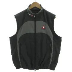 ルコックスポルティフ le coq sportif GOLF COLLECTION ジャケット ベスト スタンドカラー ロゴ刺繍 ダブルジップ 裏起毛 グレー M