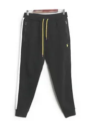 ポロ ラルフローレン ポケット付き 鹿の子 スウェット パンツ メンズ M / トレーナー ワンポイント イージーパンツ ツートン 黒 裏起毛なし