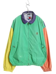【お得なクーポン配布中!】 90s トミーヒルフィガー スイングトップ ジャケット メンズ L / オールド コットン フルジップ メッシュ ライナー付き クレイジー パターン