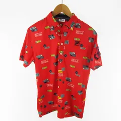 フィラ FILA GOLF ゴルフ ウエア ポロシャツ 半袖 総柄 ロゴ 赤 レッド M トップス