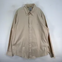 古着 ブルックスブラザーズ Brooks Brothers 長袖シャツ ロゴ 刺繍 ボタンダウン REGENT M  ベージュ系 無地 メンズ