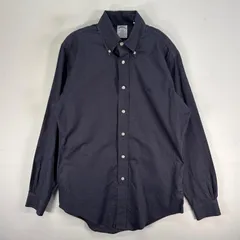 古着 ブルックスブラザーズ Brooks Brothers 長袖シャツ ロゴ 刺繍 ボタンダウン REGENT S  ネイビー系 無地 メンズ
