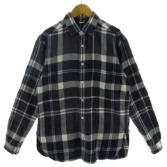 ブルーワーク BLUE WORK シャツ 長袖 コットン チェック ネイビー 紺 オフ白 ブルー系 青系 XSのサムネイル