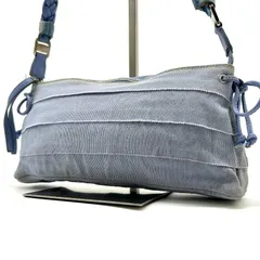 サルヴァトーレフェラガモ Salvatore Ferragamo ティアード ハンドバッグ アクセサリーポーチ ライトブルー 水色 キャンバス レザー ヴァラリボン 編み込み